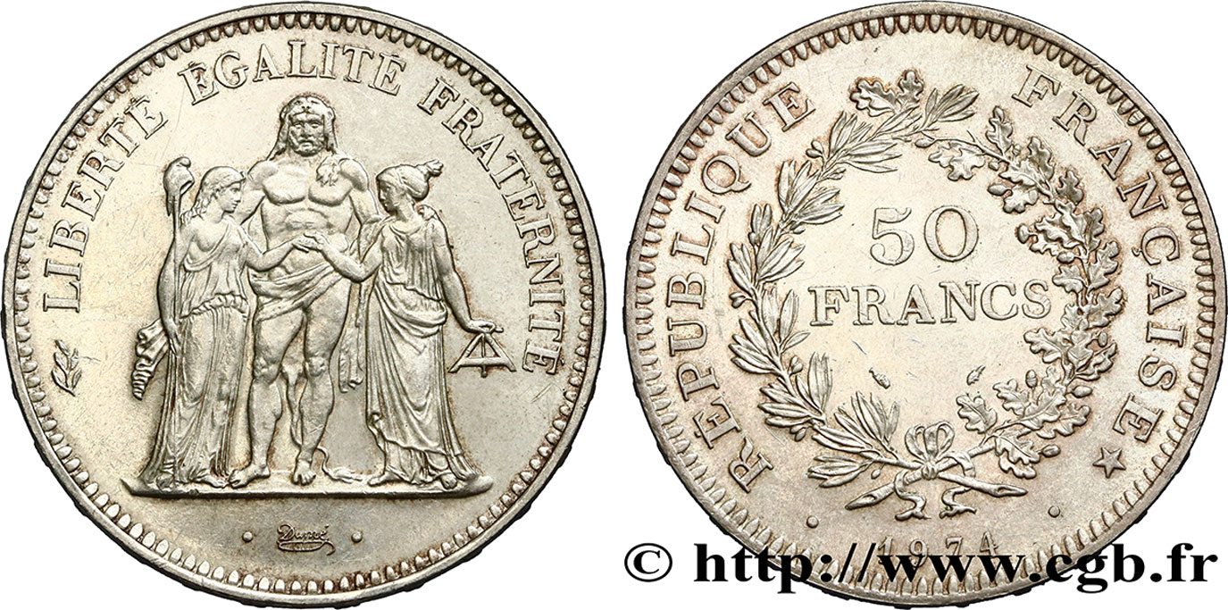 50 francs Hercule, avers de la 20 francs 1974 F.426/1 SUP55