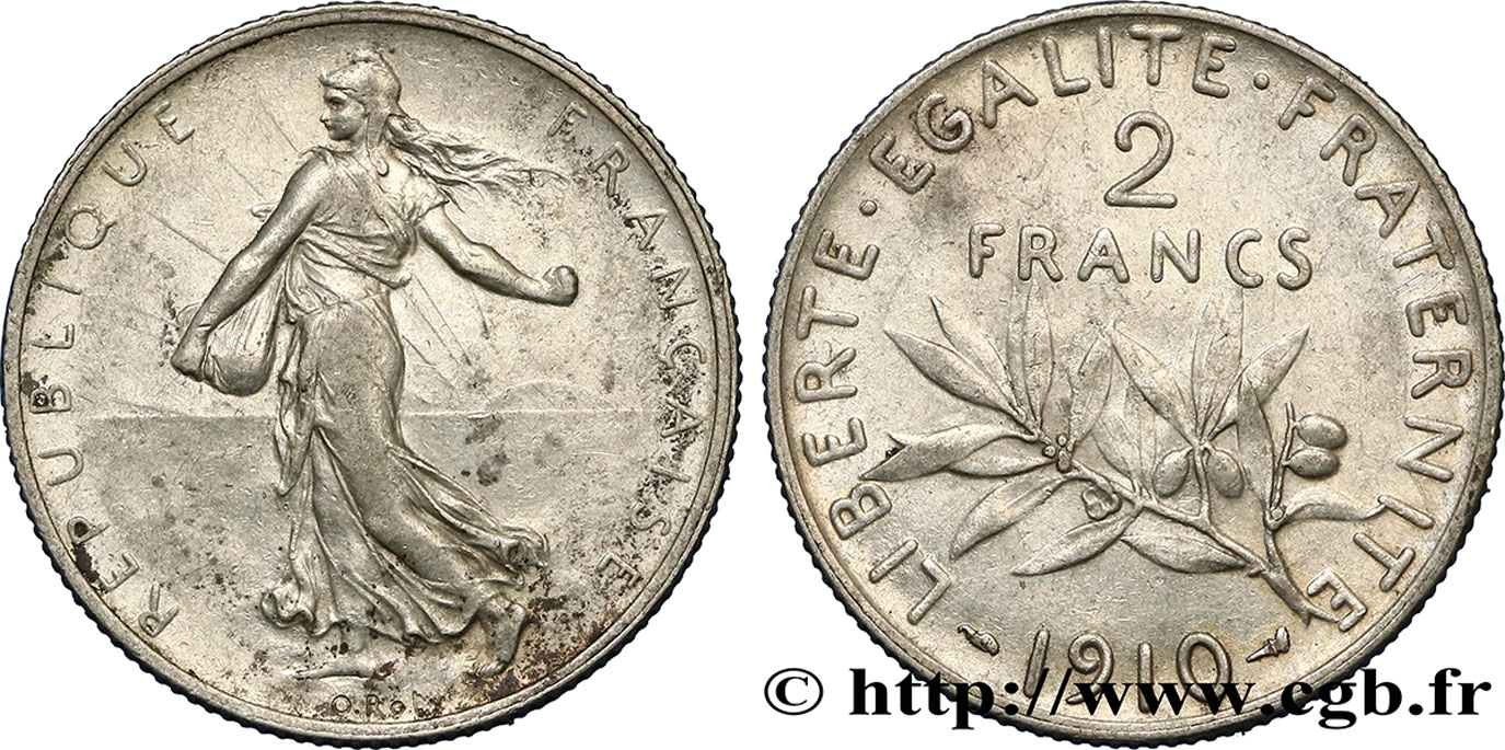 2 francs Semeuse 1910  F.266/12 AU54 