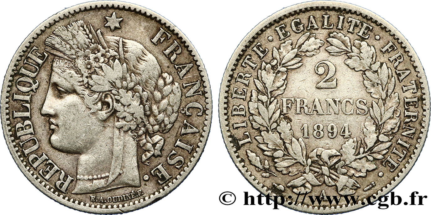 2 francs Cérès, avec légende 1894 Paris F.265/16 TTB45