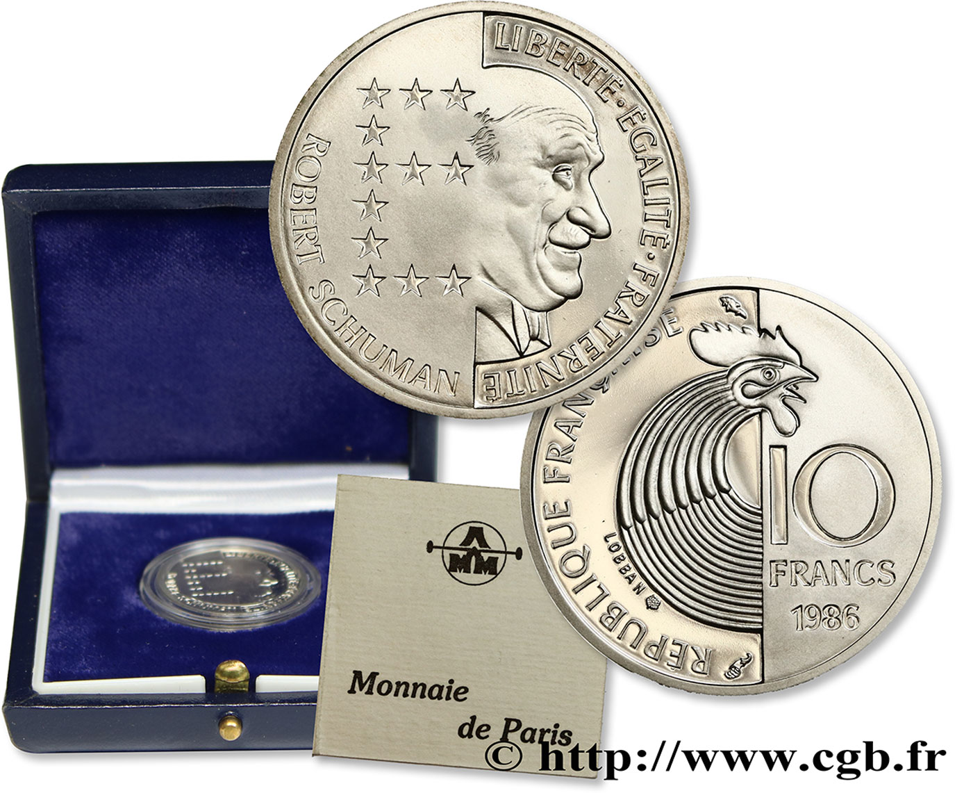 Belle Épreuve argent 10 francs Schuman 1986  F5.1303 2 FDC68 