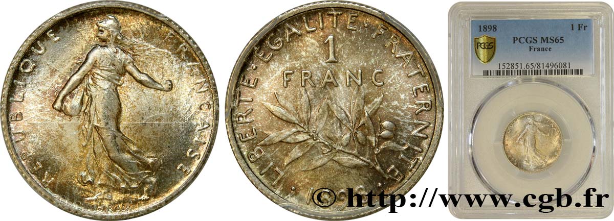 1 franc Semeuse 1898 Paris F.217/1 MS65 PCGS