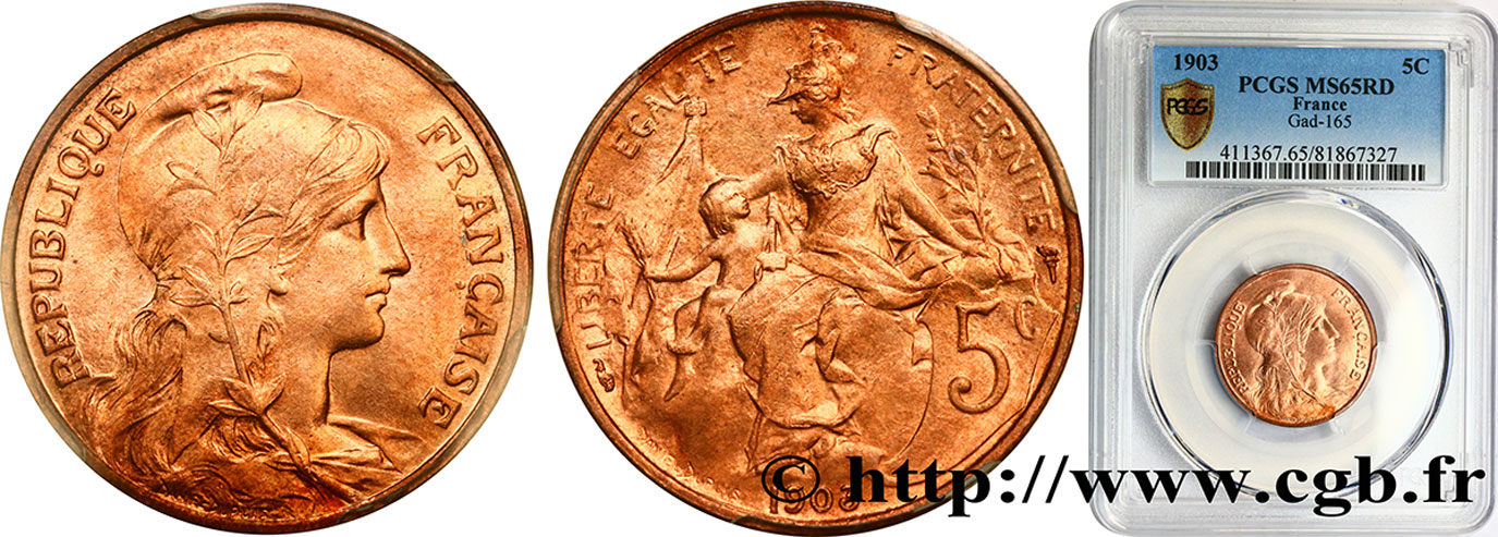 5 centimes Daniel-Dupuis 1903  F.119/13 FDC65 PCGS