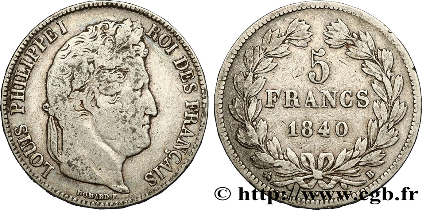 5 francs IIe type Domard 1840 Rouen F.324/84 MB35 