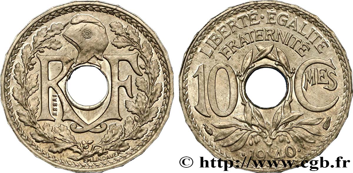 Essai en aluminium de 10 centimes Lindauer  1940 Paris GEM.41 15 fST63 