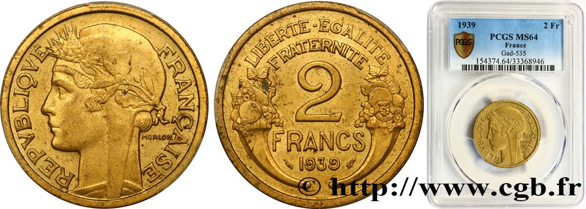 2 francs Morlon 1939  F.268/12 SPL64 PCGS