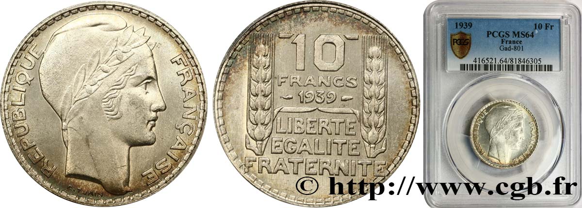 10 francs Turin 1939  F.360/10 MS64 PCGS