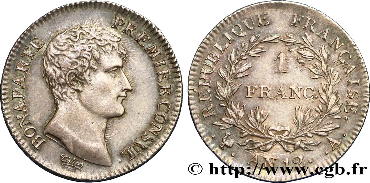 1 franc Bonaparte Premier Consul 1804 Paris F.200/8 VZ60 