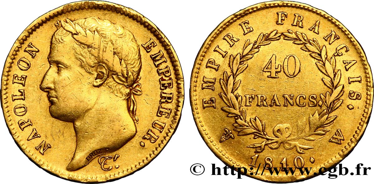 40 francs or Napoléon tête laurée, Empire français 1810 Lille F.541/5 TTB42 