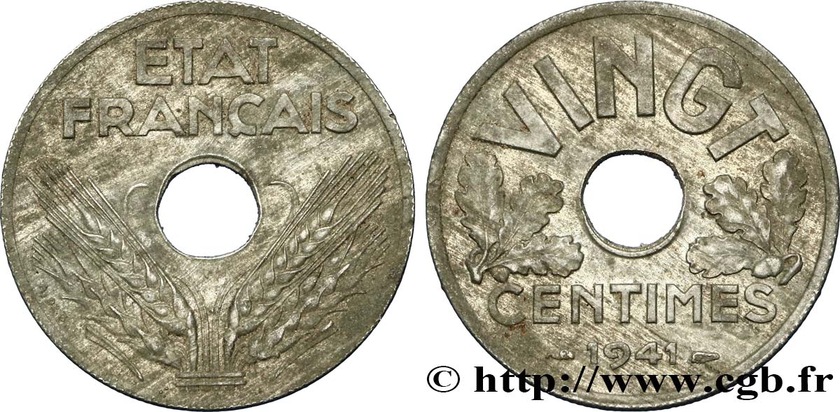 VINGT centimes État français 1941 F.152/2 BB48