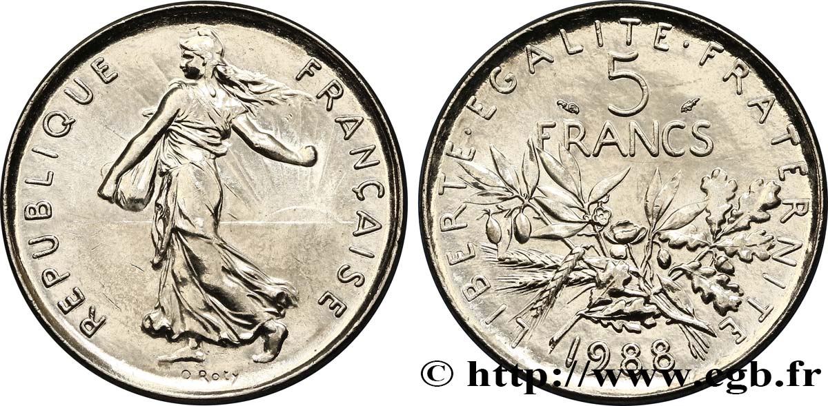 5 francs Semeuse, nickel 1988 Pessac F.341/20 SC63