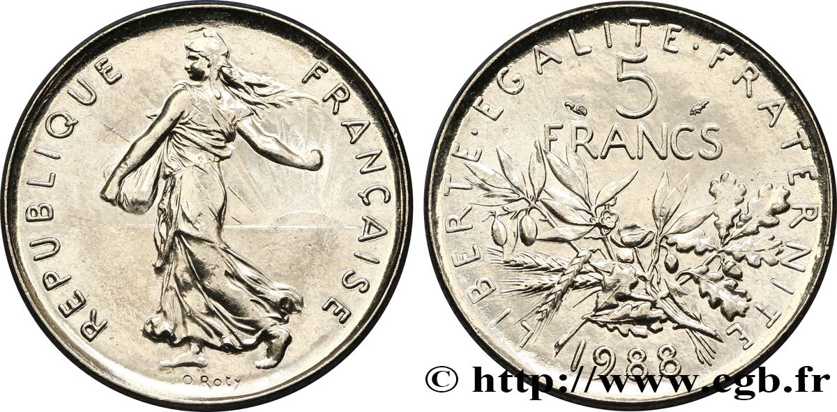 5 francs Semeuse, nickel 1988 Pessac F.341/20 SC63 