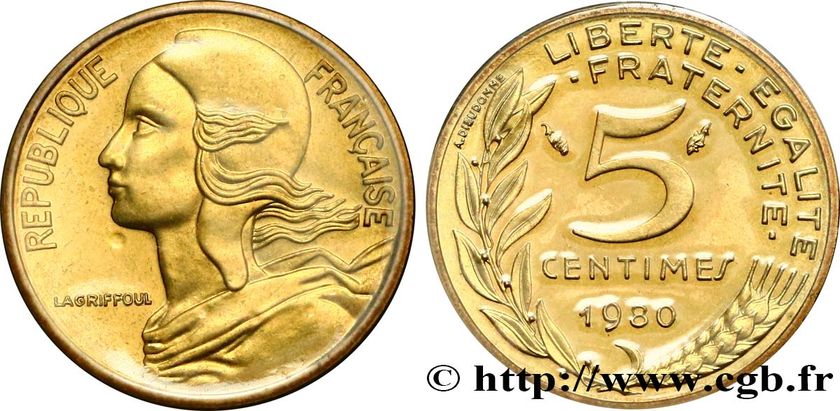 5 centimes Marianne 1980 Pessac F.125/16 MS68 