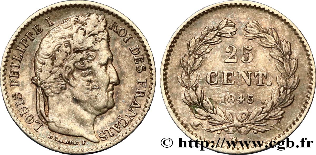 25 centimes Louis-Philippe 1845 Lille F.167/4 TTB45 