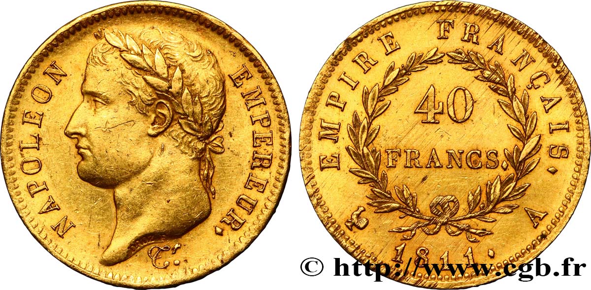 40 francs or Napoléon tête laurée, Empire français 1811 Paris F.541/6 TTB52 