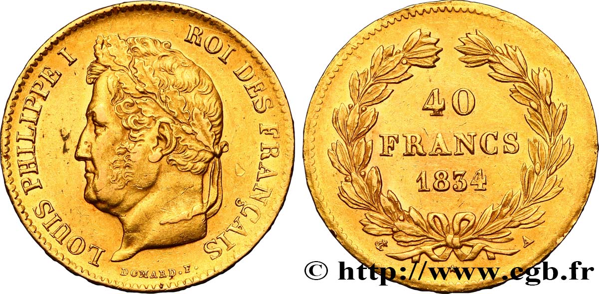 40 francs or Louis-Philippe 1834 Paris F.546/6 TTB52 