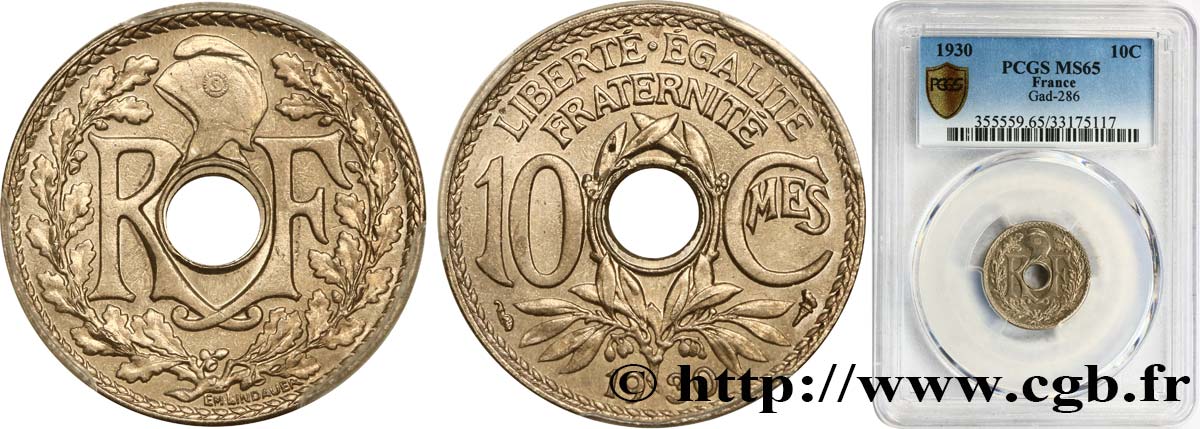 10 centimes Lindauer 1930  F.138/17 MS65 PCGS