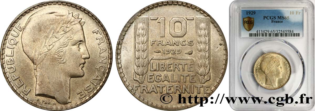 10 francs Turin 1929  F.360/2 ST65 PCGS