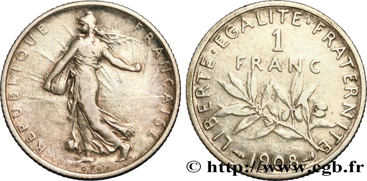 1 franc Semeuse 1908 Paris F.217/13 TB25
