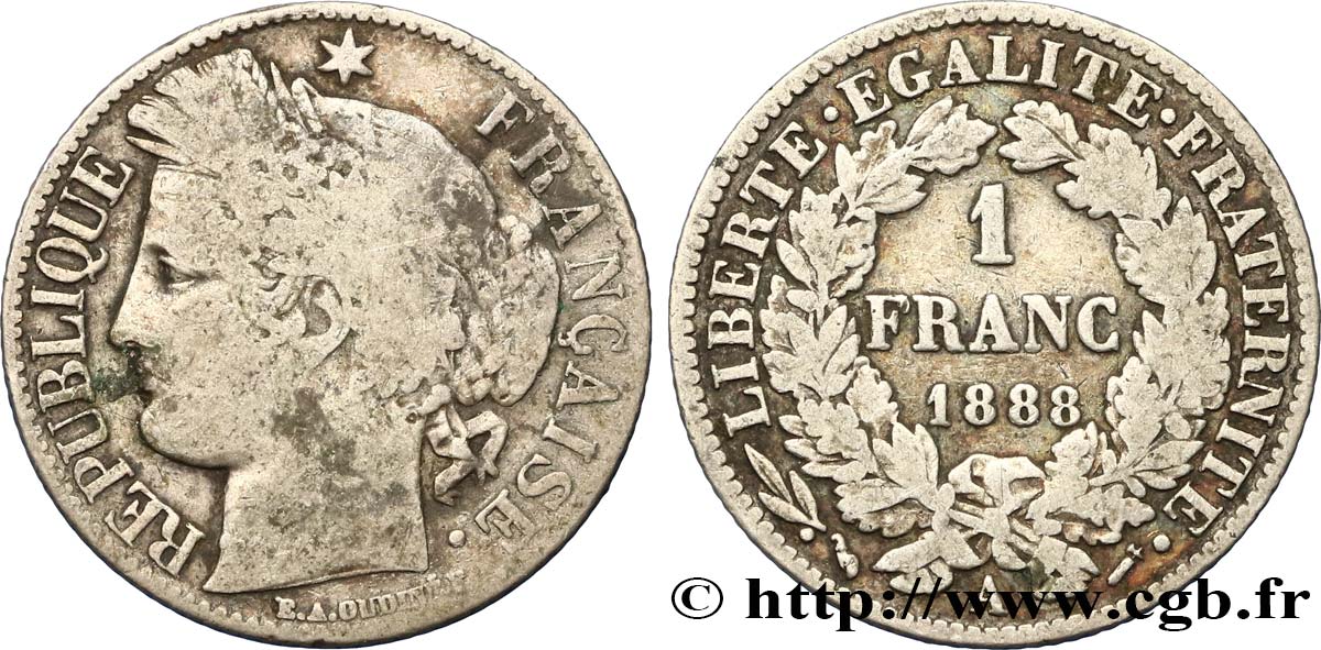 1 franc Cérès, Troisième République 1888 Paris F.216/10 BC25