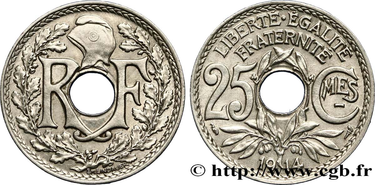 25 centimes Lindauer, Cmes souligné 1914  F.170/2 SS48 