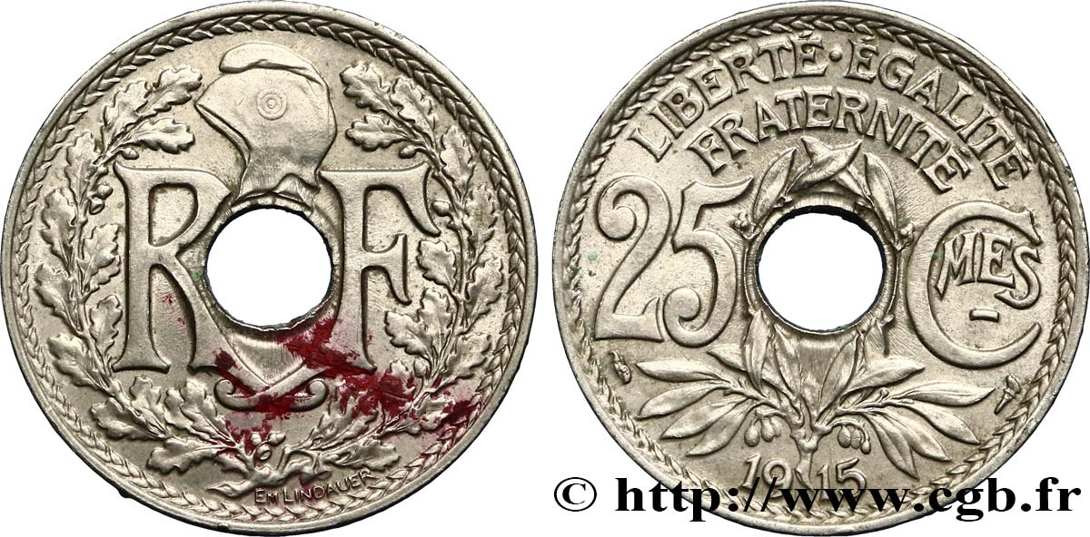 25 centimes Lindauer, Cmes souligné 1915 F.170/3 MBC50