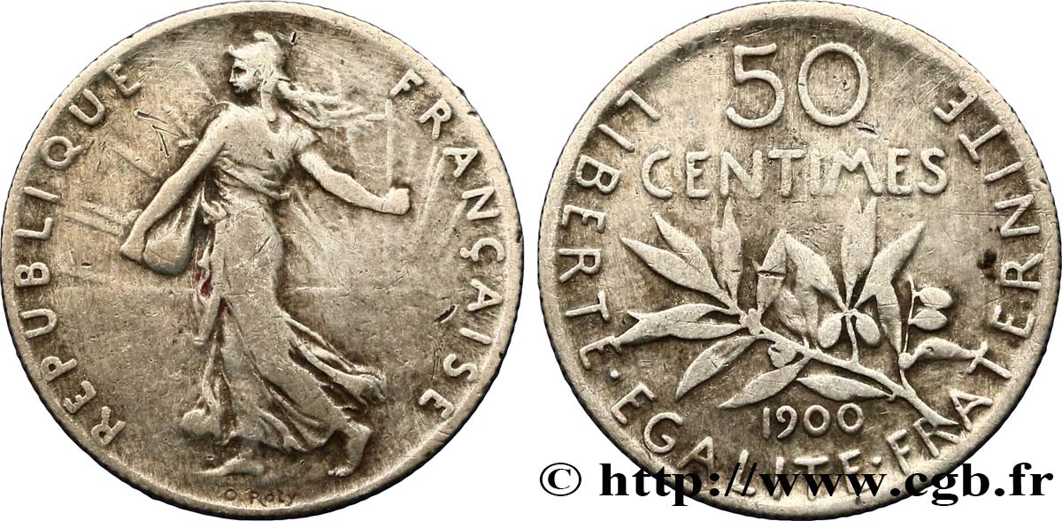 50 centimes Semeuse 1900 Paris F.190/6 BC25 
