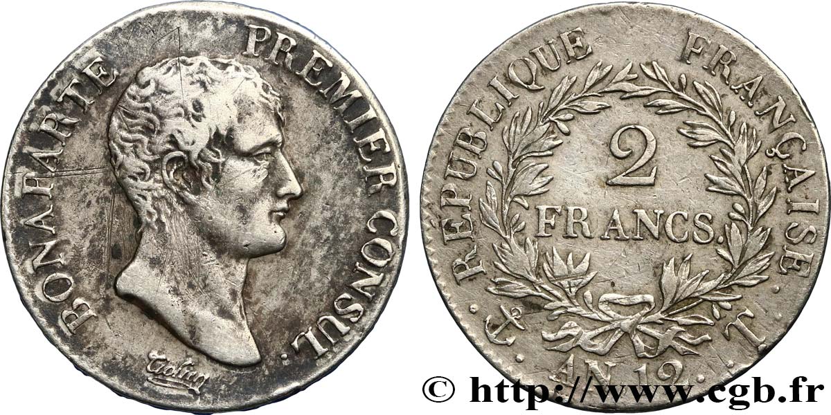 2 francs Bonaparte Premier Consul 1804 Nantes F.250/12 TTB42 
