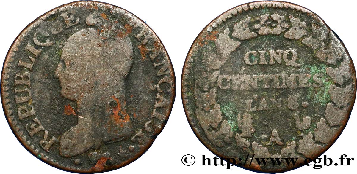 Cinq centimes Dupré, grand module 1800 Paris F.115/88 RC8