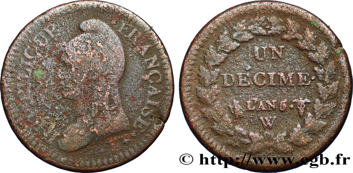 Un décime Dupré, grand module 1797 Lille F.129/18 MB15