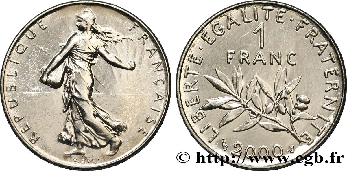 1 franc Semeuse, nickel, BU (Brillant Universel) 2000 Pessac F.226/48 MS63 