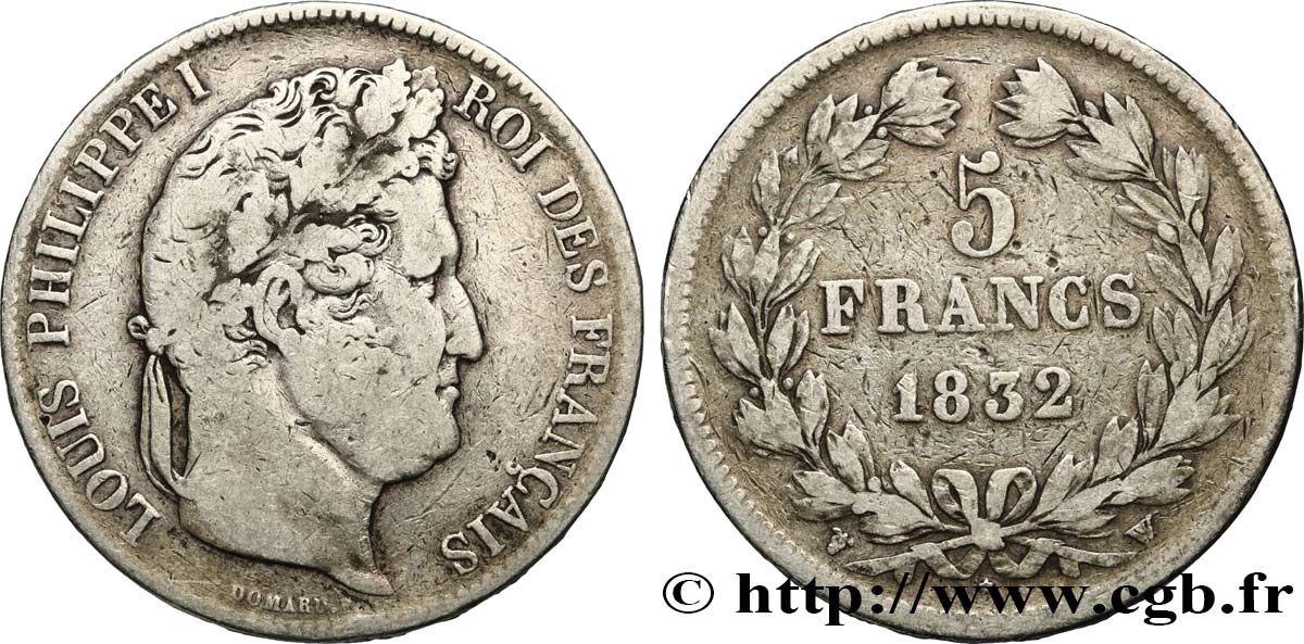 5 francs IIe type Domard 1832 Lille F.324/13 VF20 