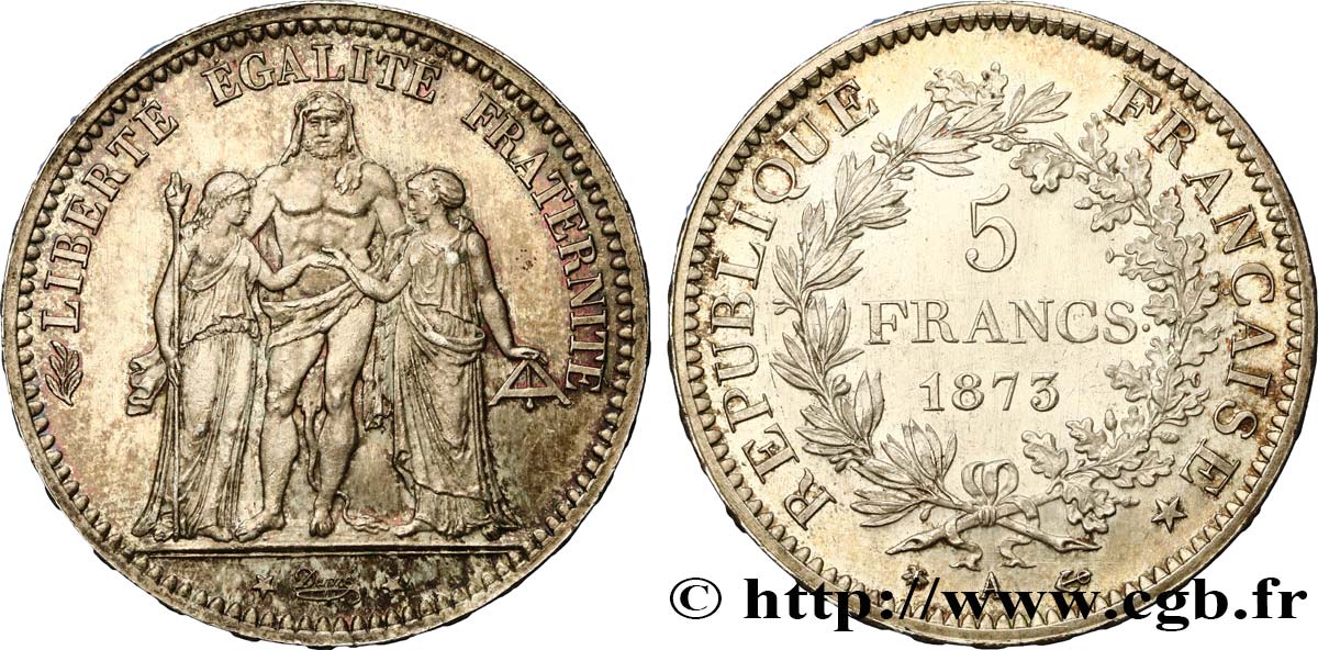 5 francs Hercule 1873 Paris F.334/9 SPL63 