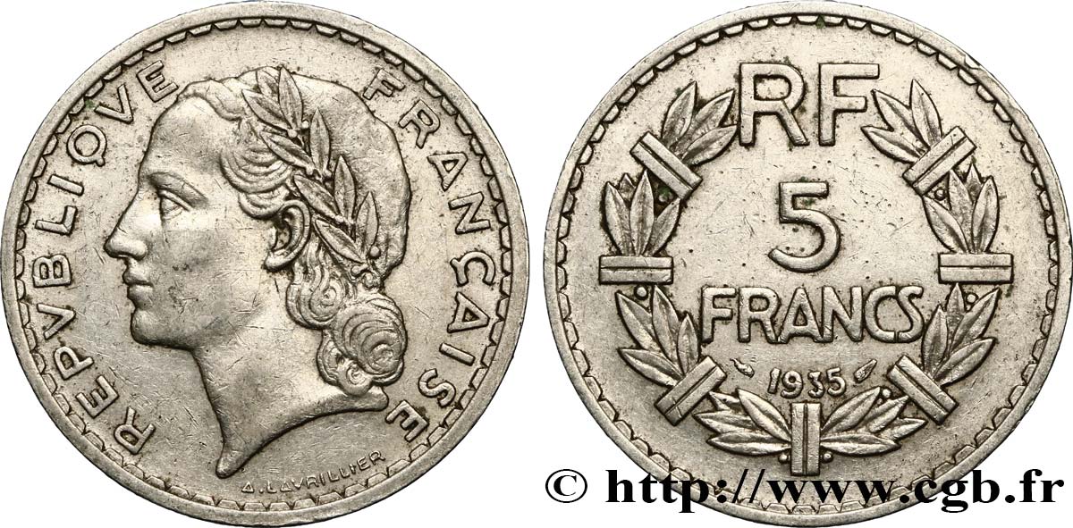 5 francs Lavrillier, nickel 1935 F.336/4 MBC45