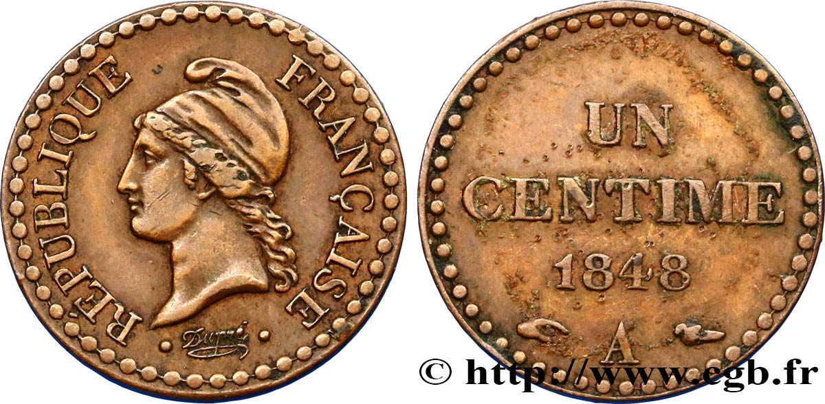 Un centime Dupré, IIe République 1848 Paris F.101/1 TTB48
