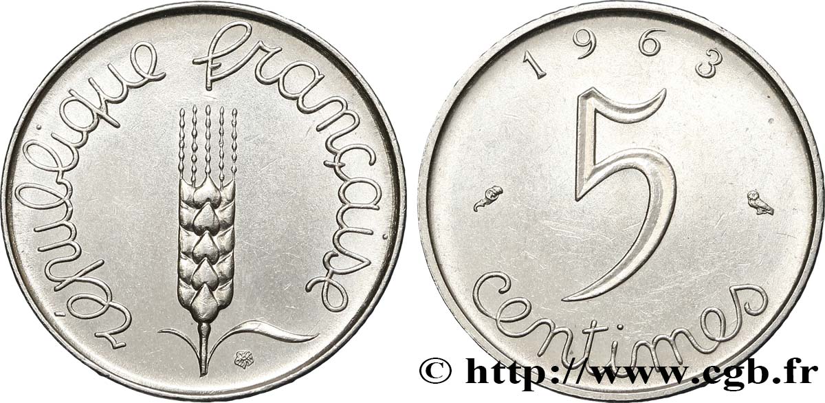 5 centimes Épi 1963 F.124/5 SPL60