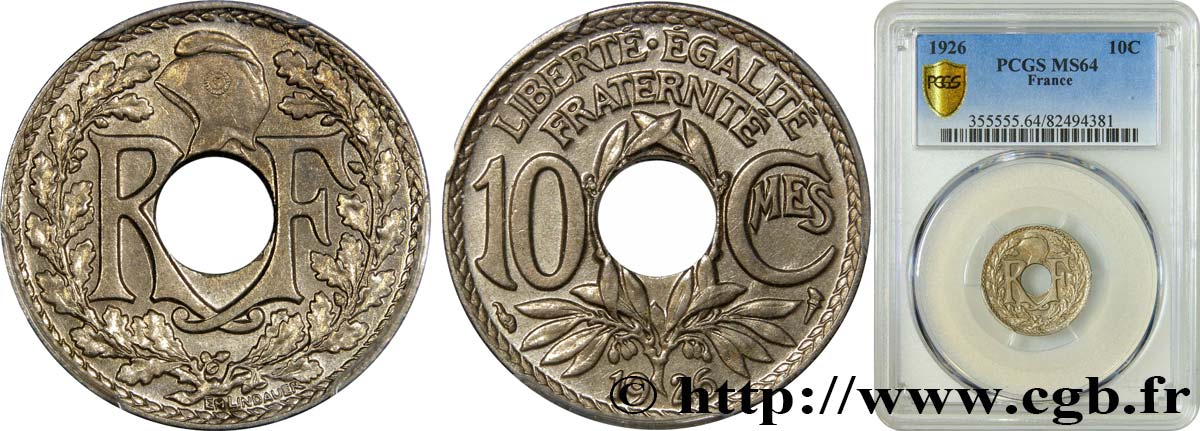 10 centimes Lindauer 1926  F.138/13 SPL64 PCGS