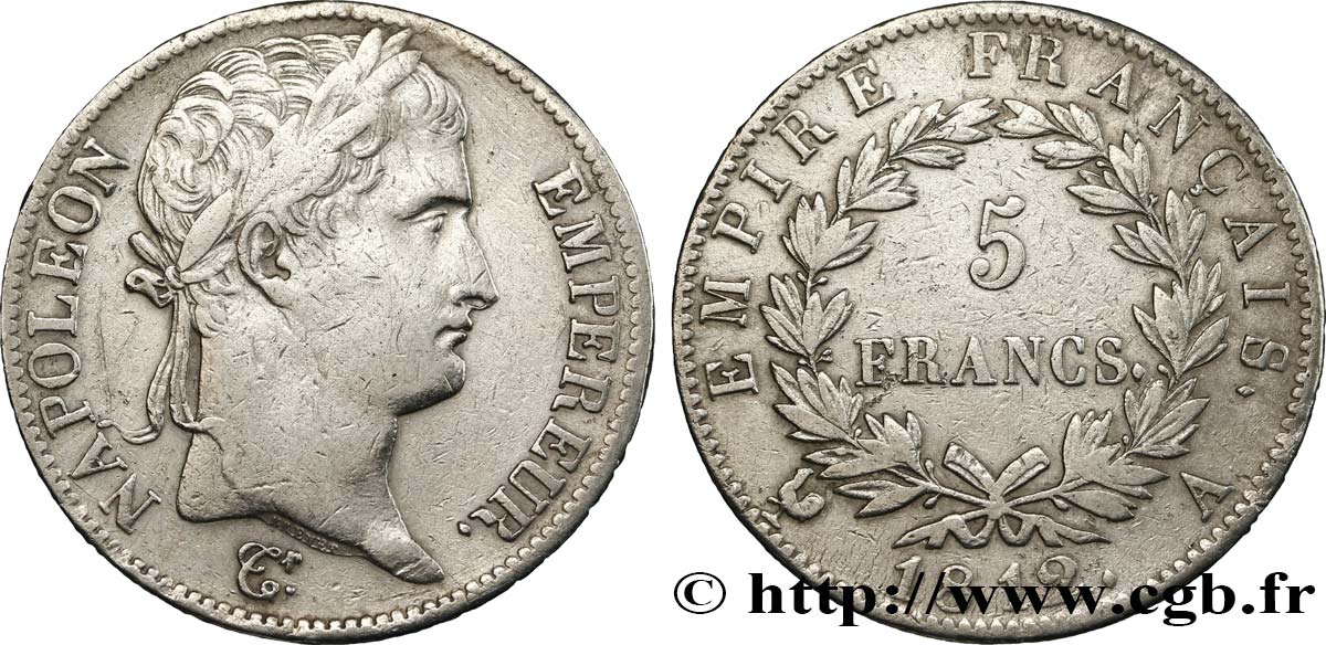 5 francs Napoléon Empereur, Empire français 1812 Paris F.307/41 TB35 