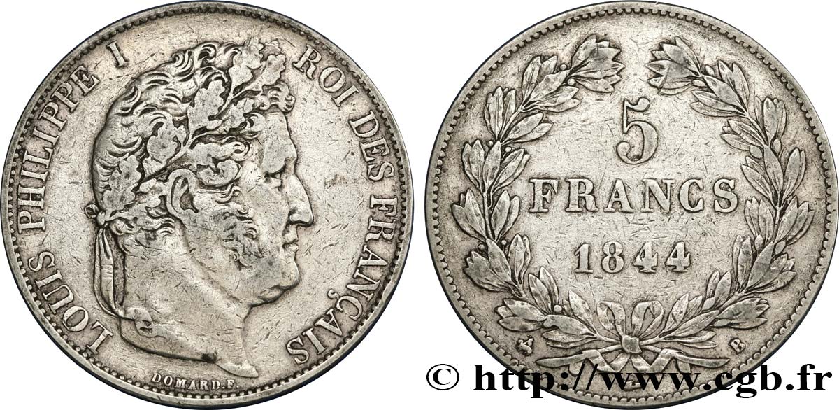 5 francs IIIe type Domard 1844 Rouen F.325/2 SS40 