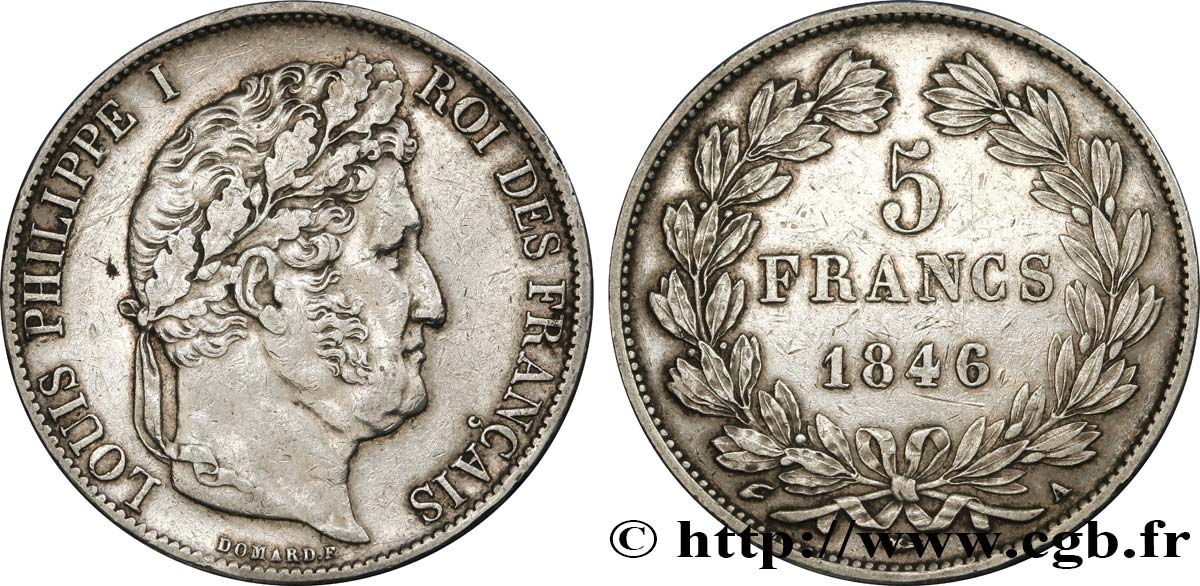 5 francs IIIe type Domard 1846 Paris F.325/10 XF48 