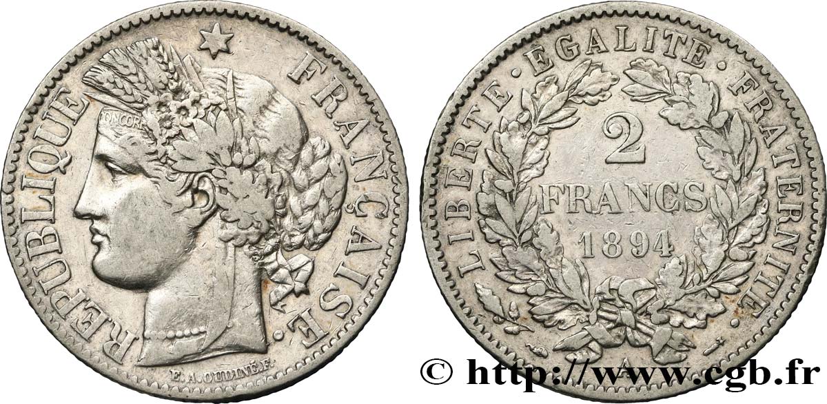 2 francs Cérès, avec légende 1894 Paris F.265/16 TTB40