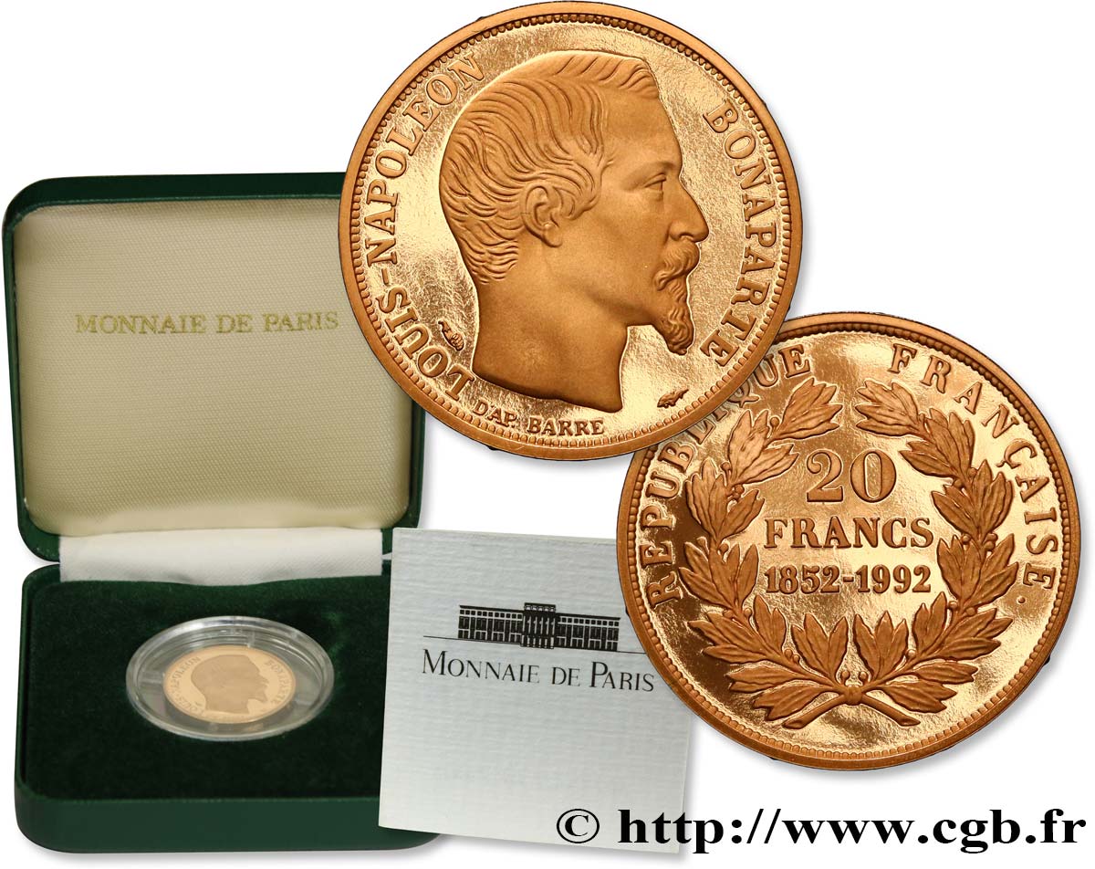Belle Épreuve Or 20 francs “Napoléon” 1992  F5.  FDC 