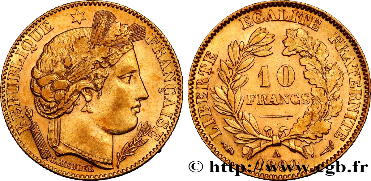 10 francs or Cérès, Troisième République 1899 Paris F.508/5 SUP58 