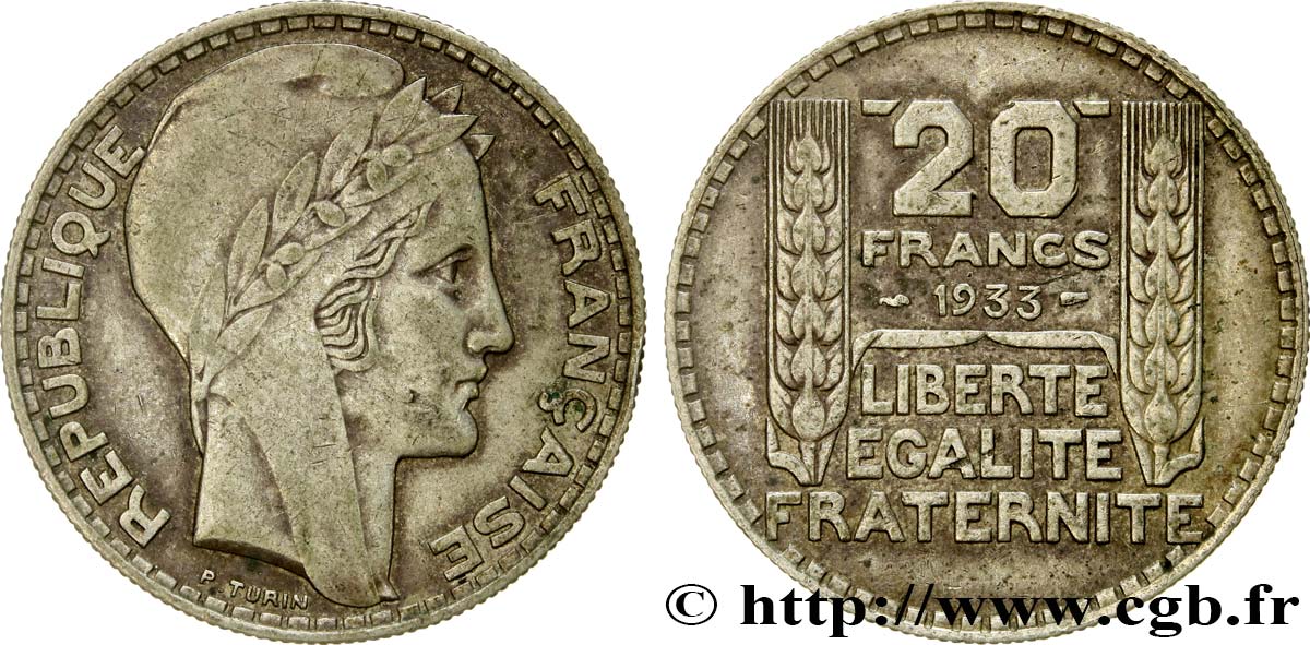 20 francs Turin, rameaux longs 1933 F.400/5 BC25