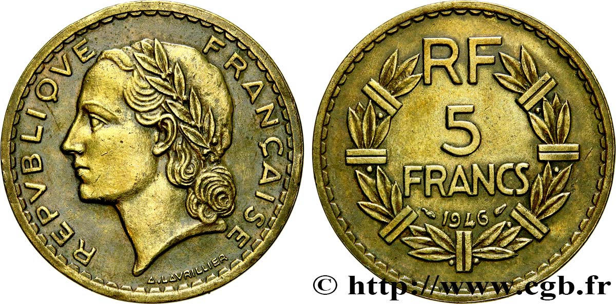 5 francs Lavrillier, bronze-aluminium 1946 F.337/7 MBC45