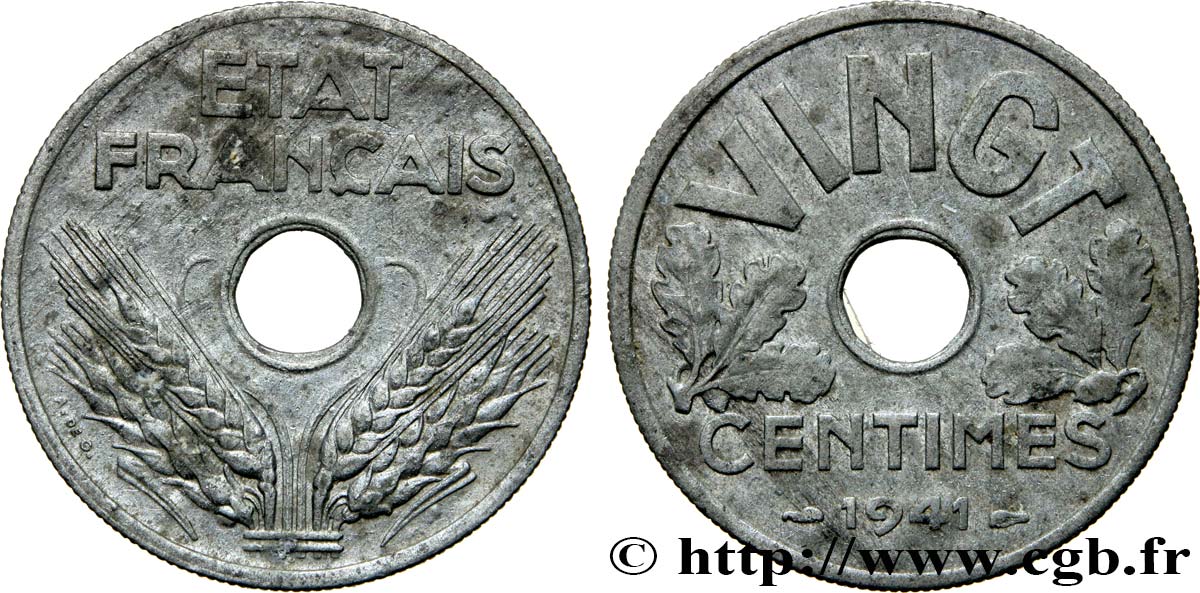 VINGT centimes État français 1941 F.152/2 MBC48