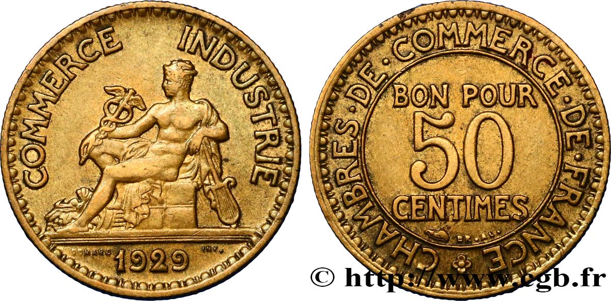 50 centimes Chambres de Commerce 1929 Paris F.191/11 MBC45
