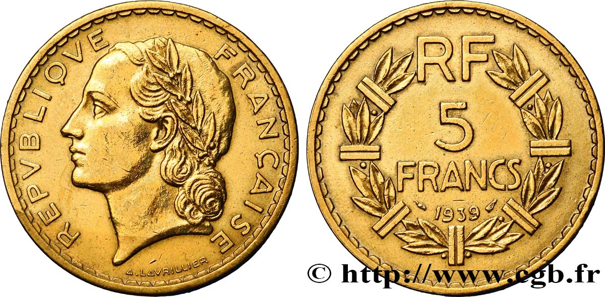 5 francs Lavrillier, bronze-aluminium 1939 F.337/3 MBC48
