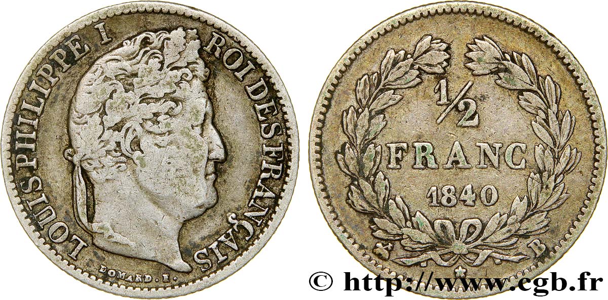 1/2 franc Louis-Philippe 1840 Rouen F.182/84 TB25 