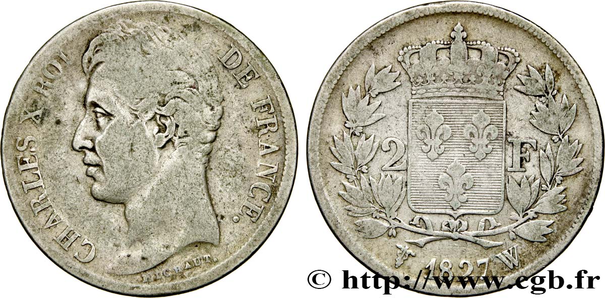 2 francs Charles X 1827 Lille F.258/35 TB20 