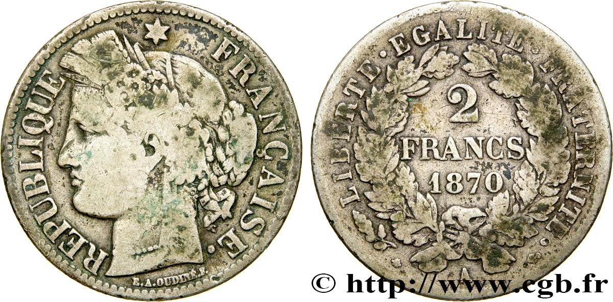 2 francs Cérès, avec légende 1870 Paris F.265/1 BC15